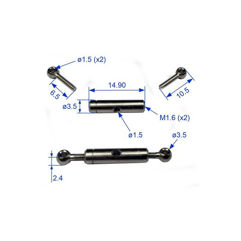 Embedded accessory tensioner M1.6 x 15mm (2 pcs) | Scientific-MHD