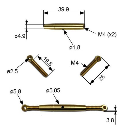 Embedded accessory m4 x 40mm tensioner (2 pcs) | Scientific-MHD