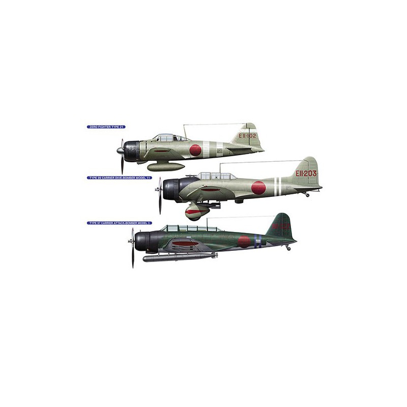 Zero Fighter plastic plane model type 21 & Type 99 Carrier Dive-Bomber Model 11 & Type 97 Carrier Attack-Bomber Model 3 1/48 | S Zero Fighter plastic plane model type 21 & Type 99 Carrier Dive-Bomber Model 11 & Type 97 Carrier Attack-Bomber Model 3 1/48 | S