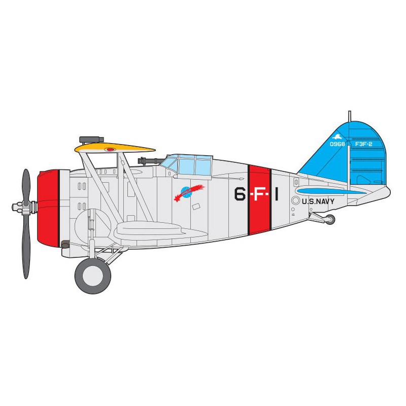 USN F3F-2 plastic plane model VF-6 Fighting Six 1/48 | Scientific-MHD