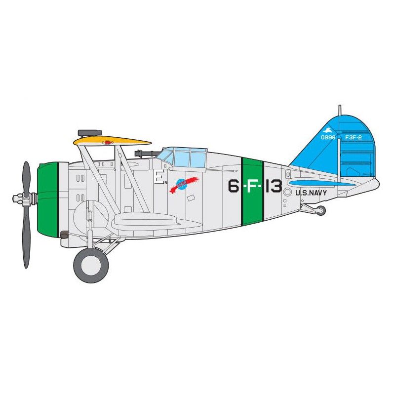 USN F3F-2 plastic plane model VF-6 Fighting Six 1/48 | Scientific-MHD