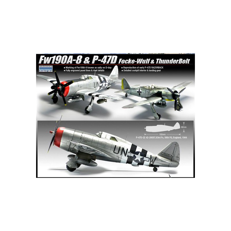D-Day plastic plane model P-47 & FW190A-8 Combo 1/72 | Scientific-MHD