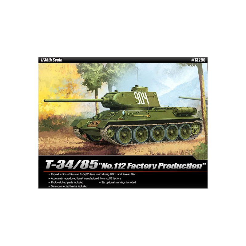 T34/85 plastic tank model n ° 112 Factory prod. 1/35 | Scientific-MHD