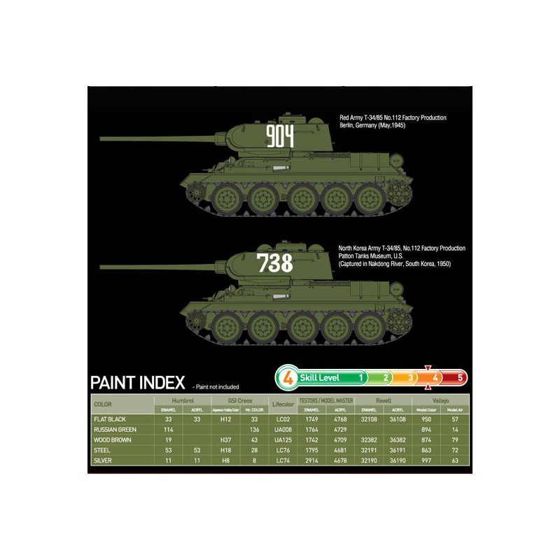 T34/85 plastic tank model n ° 112 Factory prod. 1/35 | Scientific-MHD