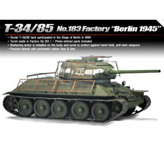 Plastic tank model T-34/85 n ° 183 Berlin 1945 1/35 Plastic tank model T-34/85 n ° 183 Berlin 1945 1/35 | Scientific-MHD