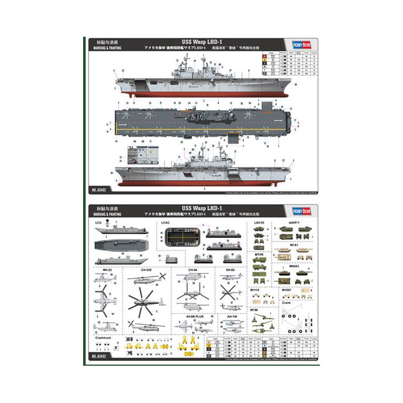Plastic boat model Porte A. USS Wasp LHD-1 1/700 | Scientific-MHD