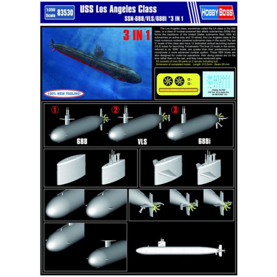 USS Los Angeles SSN-688 1/350 plastic boat model | Scientific-MHD