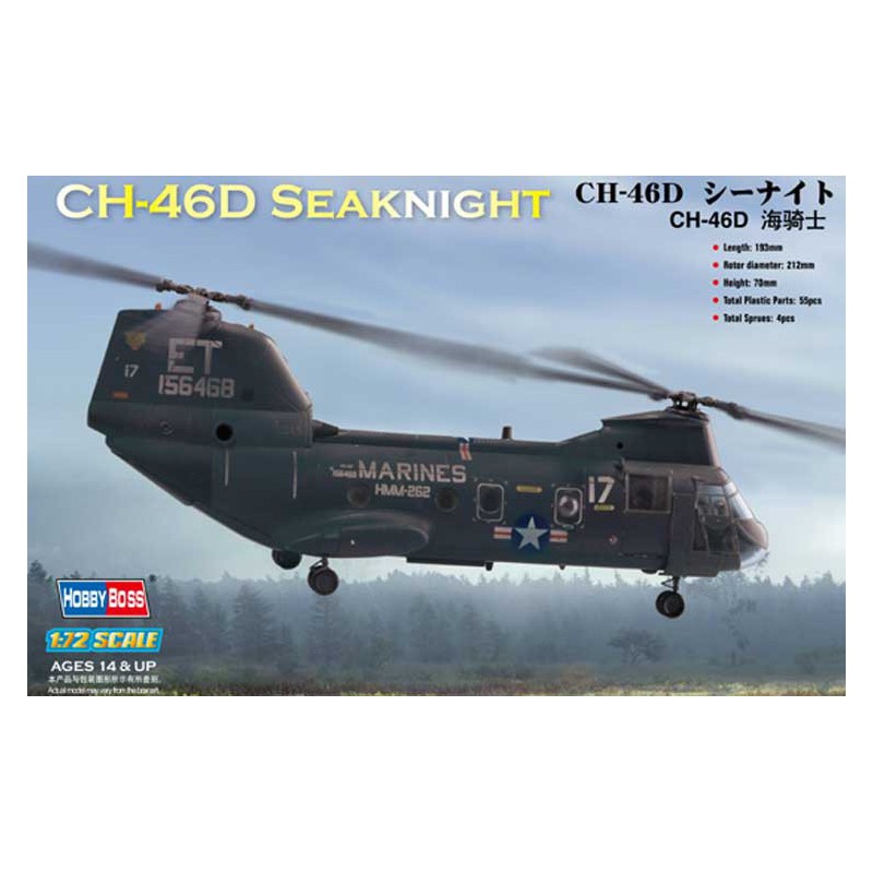 Plastic helicopter model American CH-46 Sea Knight 1/72 | Scientific-MHD