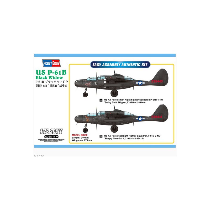 US plastic plane model US P-61B Black Widow 1/72 | Scientific-MHD