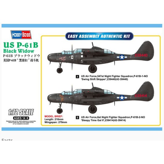 US plastic plane model US P-61B Black Widow 1/72 US plastic plane model US P-61B Black Widow 1/72 | Scientific-MHD