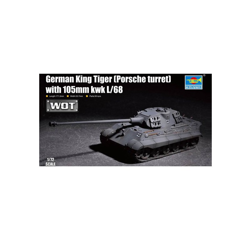 Plastic tank model German King Tiger with 105mm kwk l/68 1/72 | Scientific-MHD