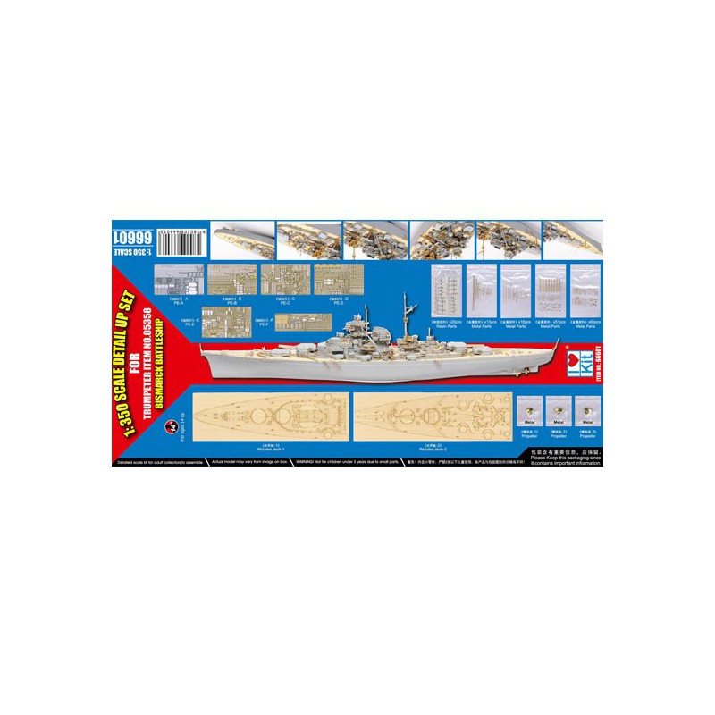 Plastic boat model Kit Super-Detailing Bismarck 95T05358 | Scientific-MHD