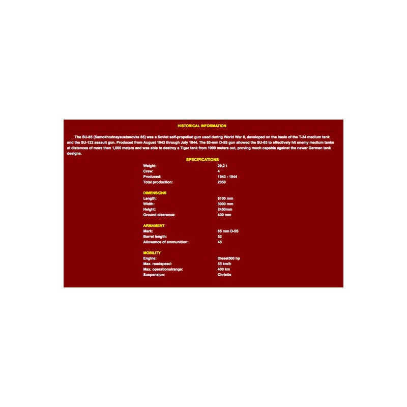 SU-85 plastic tank model 1944 int. 1/35 kit | Scientific-MHD SU-85 plastic tank model 1944 int. 1/35 kit | Scientific-MHD