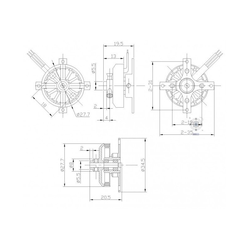 Draft electric motor DM2203 KV1600 engine | Scientific-MHD