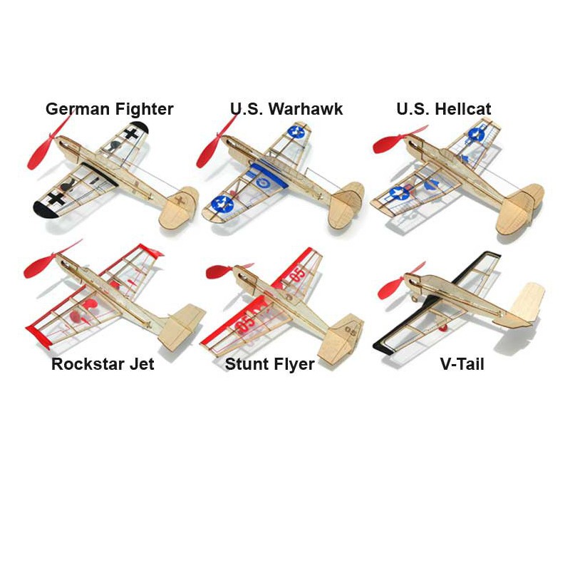 Radio -free flight airplane Assortment 4 x 6 Mini Models | Scientific-MHD