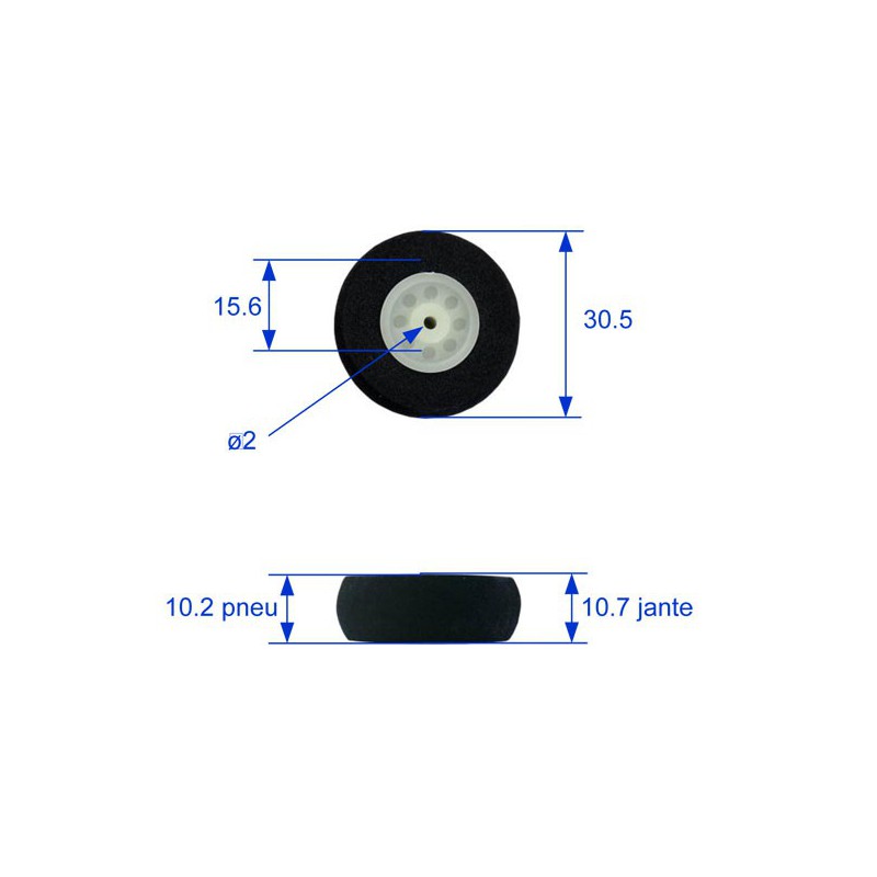 Embedded accessory Ultra-lighter foam wheels 30mm | Scientific-MHD