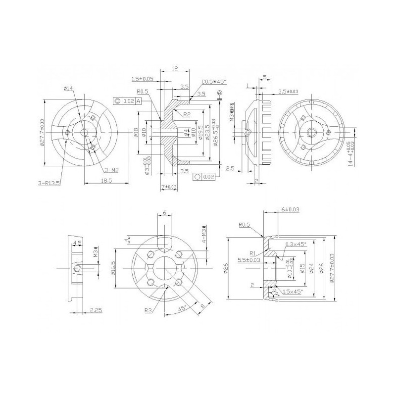 Draft electric motor DM2210 KV1400 engine | Scientific-MHD