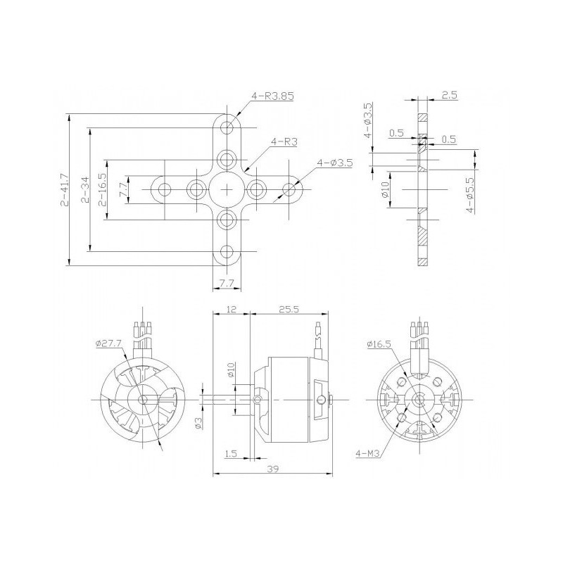 Draft electric motor DM2210 KV1700 engine | Scientific-MHD
