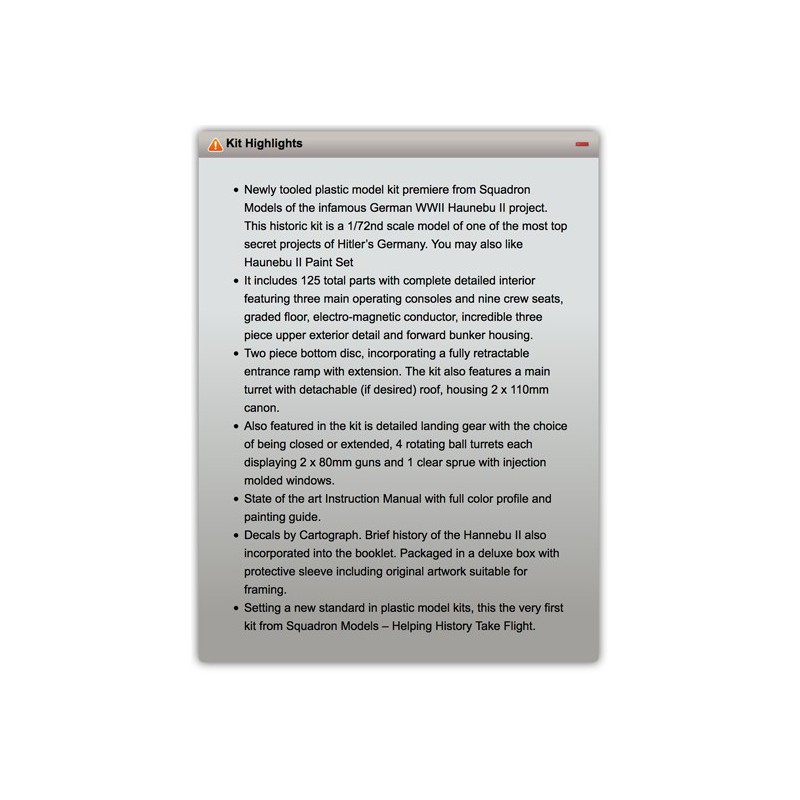 Hanebu II plastic plane model 1/72 | Scientific-MHD