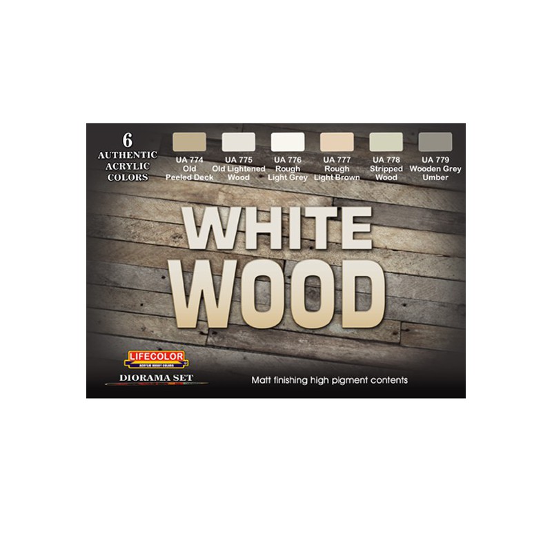 Acrylic paint set 6 light wood / white wood | Scientific-MHD