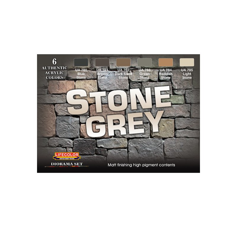 Acrylic painting set 6 Gray stone shades | Scientific-MHD