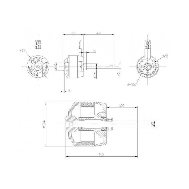 Draft electric motor DM2610 KV1000 engine | Scientific-MHD