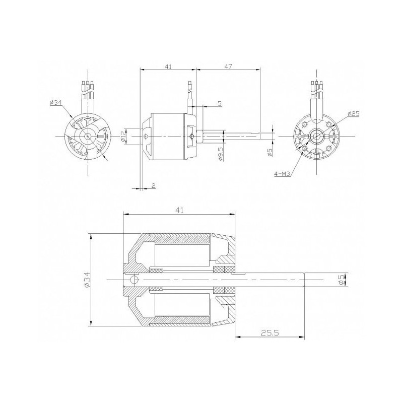 Draft electric motor DM2620 KV1000 engine | Scientific-MHD