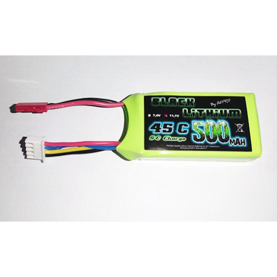 LIPO RAGE for radio -controlled Lipo Black Lithium 500MAH 45C 3S BEC | Scientific-MHD