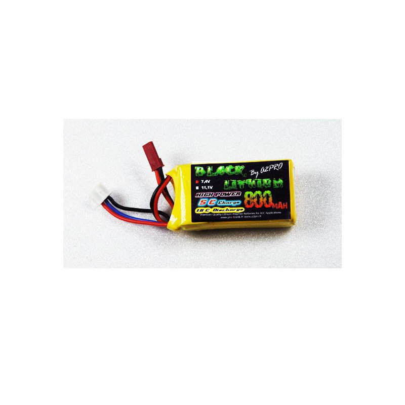 Lipo battery for radio controlled lipo black lithium 800mAh 15c 2s beak | Scientific-MHD