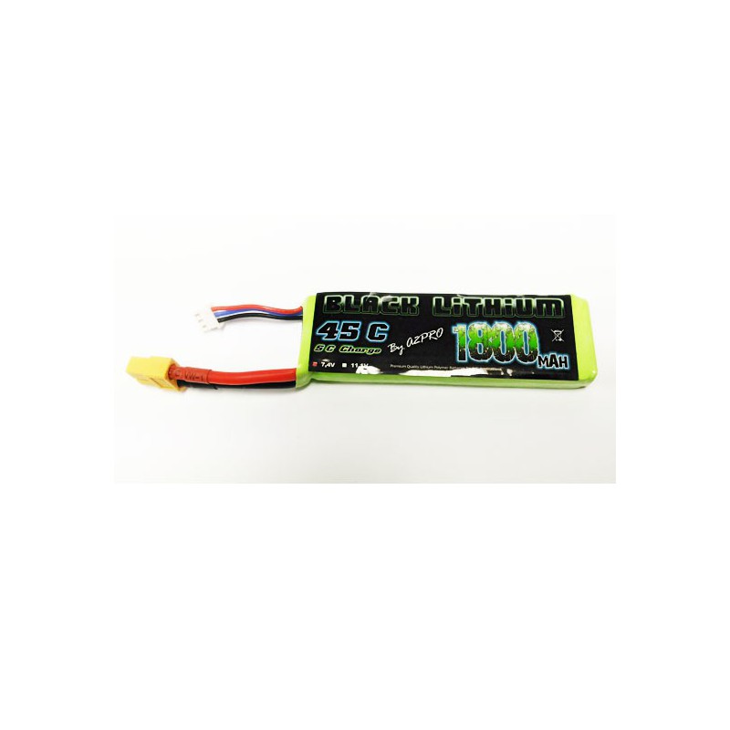 Lipo bati for radio -controlled lipo black lithium 1800mAh 45c 2s | Scientific-MHD