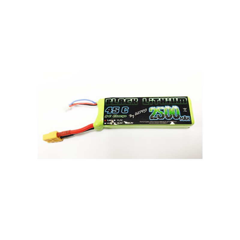 Lipo bati for radio -controlled lipo black lithium 2500mAh 45c 2s | Scientific-MHD