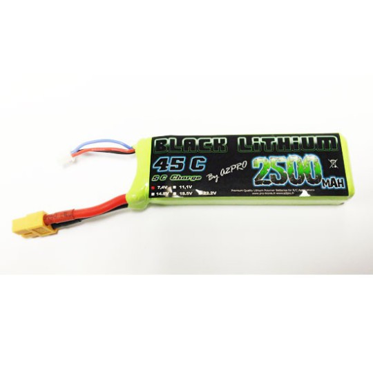 Lipo bati for radio -controlled lipo black lithium 2500mAh 45c 2s | Scientific-MHD
