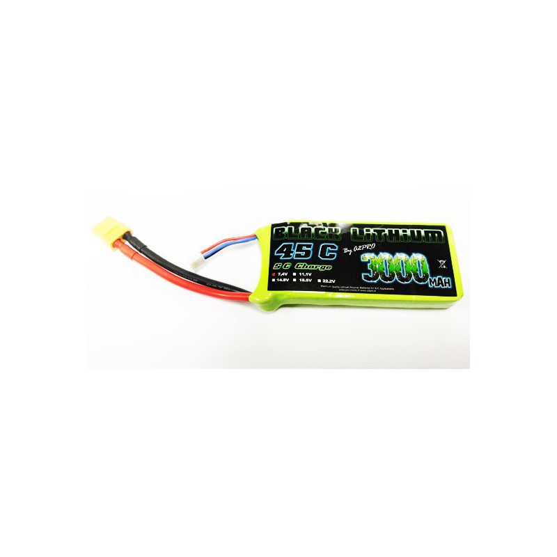 Lipo bati for radio -controlled lipo black lithium 3000mAh 45c 2s | Scientific-MHD