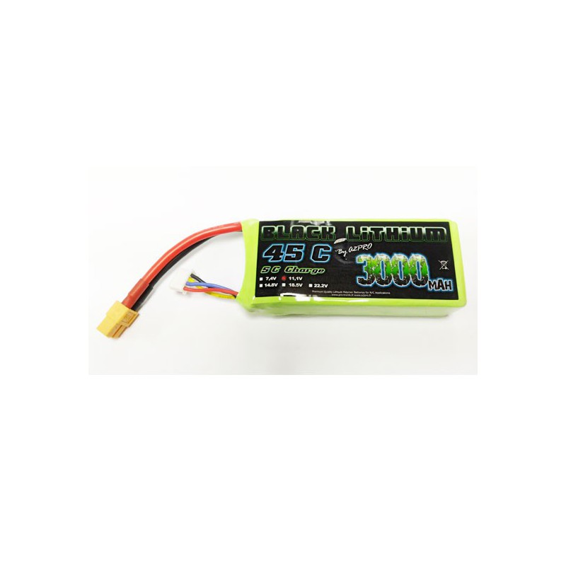 Lipo bati for radio -controlled lipo black lithium 3000mAh 45c 3s | Scientific-MHD