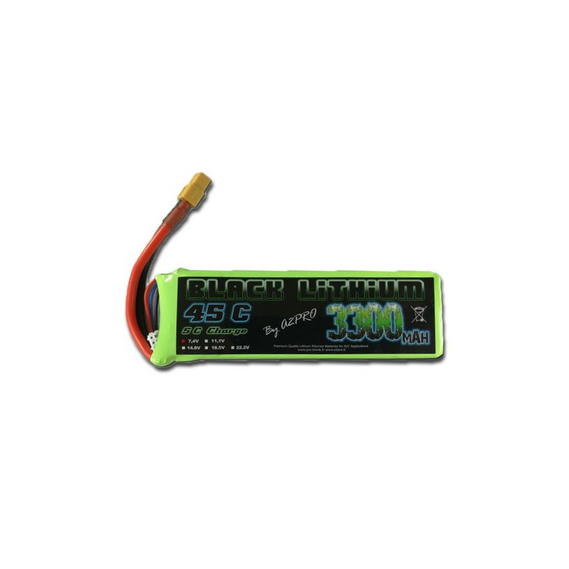 Lipo bati for radio controlled lipo black lithium 3300mAh 45c 2s | Scientific-MHD