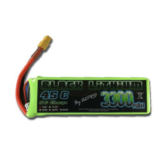 Lipo bati for radio controlled lipo black lithium 3300mAh 45c 2s | Scientific-MHD