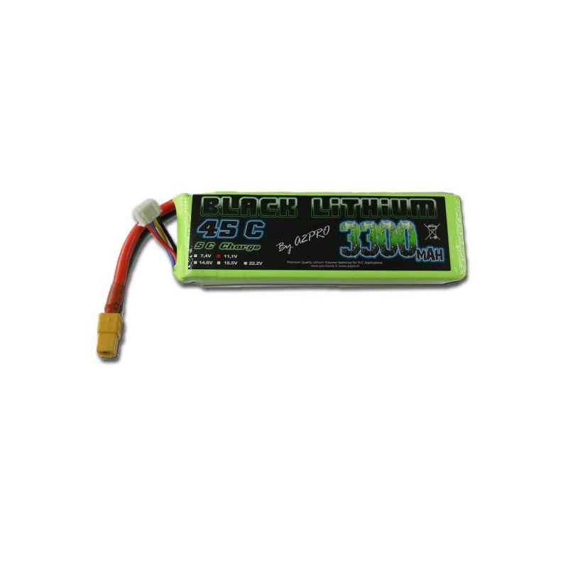 Lipo battery for radio controlled lipo black lithium 3300mAh 45c 3s | Scientific-MHD