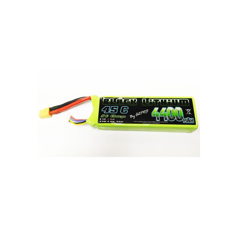 Lipo bati for radio controlled lipo black lithium 4400mAh 45c 3s | Scientific-MHD