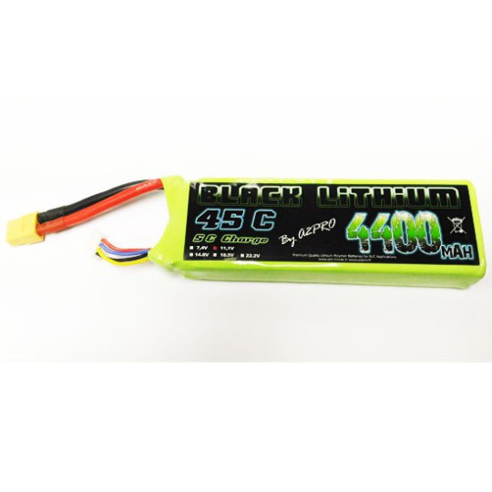 Lipo bati for radio controlled lipo black lithium 4400mAh 45c 3s | Scientific-MHD