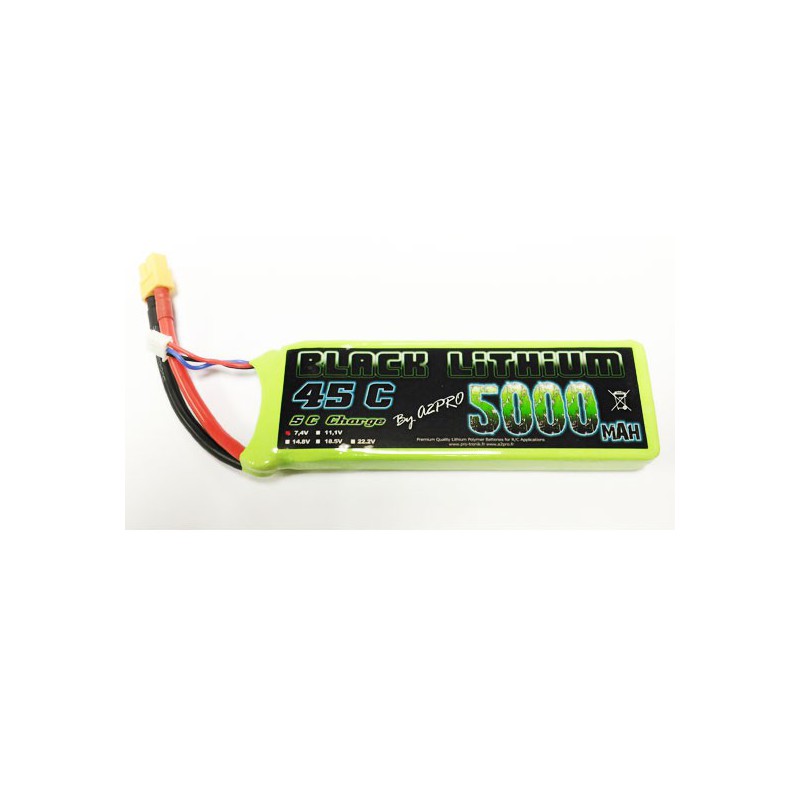Lipo bati for radio -controlled lipo black lithium 5000mAh 45c 2s | Scientific-MHD