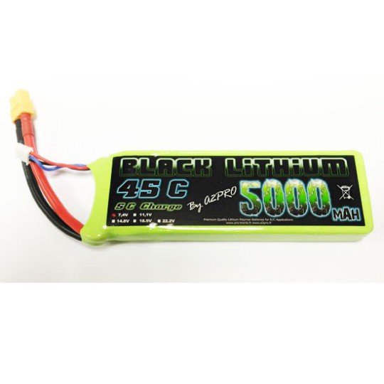 Lipo bati for radio -controlled lipo black lithium 5000mAh 45c 2s | Scientific-MHD