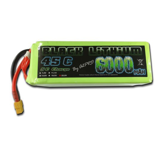 Lipo bati for radio -controlled lipo black lithium 6000mAh 45c 6s | Scientific-MHD