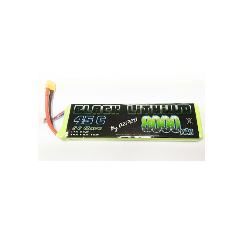 Lipo bati for radio -controlled lipo black lithium 8000mAh 45c 2s | Scientific-MHD