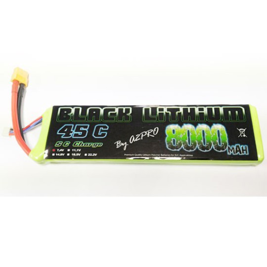 Lipo bati for radio -controlled lipo black lithium 8000mAh 45c 2s | Scientific-MHD