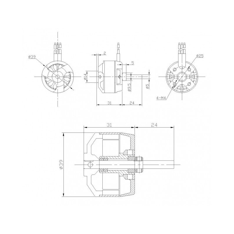Draft electric motor DM2810 KV1000 engine | Scientific-MHD