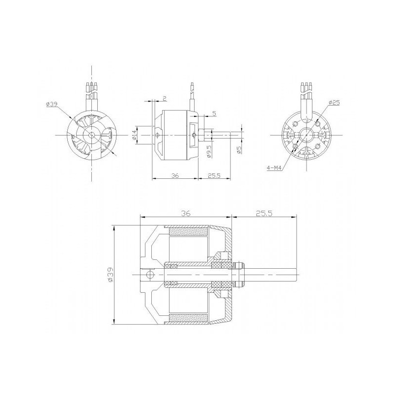 Draft electric motor DM2815 KV1100 engine | Scientific-MHD