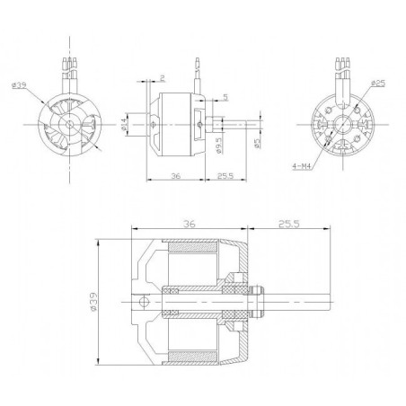 Draft electric motor DM2815 KV1100 engine | Scientific-MHD
