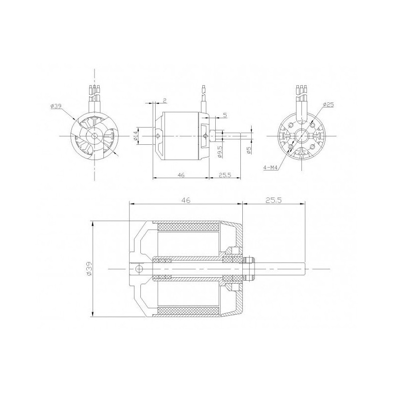 Draft electric motor DM2825 KV950 engine | Scientific-MHD