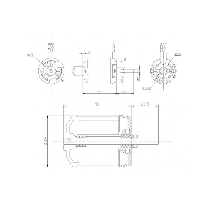 Draft electric motor DM2831 KV780 engine | Scientific-MHD