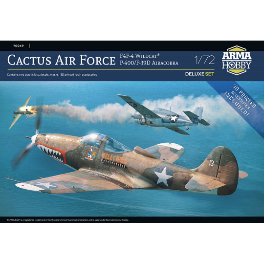 Set of 2 plastic model aircraft - Cactus Air Force Deluxe Set - F4F-4 Wildcat and P400-P-39D Airacobra 1:72 Set of 2 plastic model...